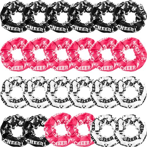 MTLEE 24 Pcs Cheer Scrunchies Bulk Cheer Pack Gifts Cheer Hair Accessories Cheerleading Hair Ties Cheerleading Elastics for Women Cheer Teams Birthday Party
