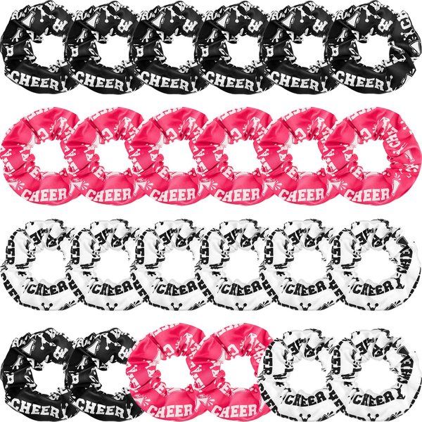 MTLEE 24 Pcs Cheer Scrunchies Bulk Cheer Pack Gifts Cheer Hair Accessories Cheerleading Hair Ties Cheerleading Elastics for Women Cheer Teams Birthday Party