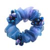 Elegant Bling Boho Lace Fabric Crystal Beads Hair Ties Hair Ropes Hair Scrunchies Elastics Ponytail Holders Hair Jewelry Hair Wrist Ties Bands Scrunchies Hair Accessory for Show Gym Dance Party for Girl Women (Blue)