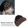 Fashion Hijabs for Women Muslim , Vintage Embroidered Muslim Turban Hat Soft Lace Material Beaded Fleece Hair Hat for Women Daily Use and Gift (black) , Turban heads Wraps