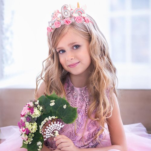 SuPoo 6th Birthday Headband Flower Birthday Crown for Girls Princess Tiara 6th Birthday Decorations for Girl Hair Band Cute 6 Year Old Birthday Party Decorations Accessory