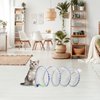 Andiker Cat Tunnel Toy, 10 inch Collapsible Metal Cat Spring Toy with Nylon Mesh, Feather, Mouse, and Bell, Interactive Cat Toys for Indoor Cats to Scratch, Puzzle, Relax and Kill Time (Blue)