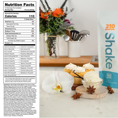 310 Nutrition - All In One Meal Replacement Shake - Superfood Blend with Fiber - Natural Sweeteners - Low Carb Shake, Keto & Paleo Friendly (Vanilla Crème, 14 Servings)