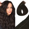 Sunny Hair Beaded Weft Hair Extensions Human Hair 50G Micro Bead Weft Hair Extensions Real Human Hair Straight Weft Hair Extensions with Micro Beads Easy Weft Darkest Brown 20 inch