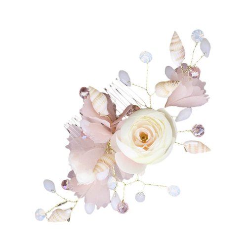BIUDECO Elegant Hair Comb for Brides Wedding Hair Side Comb Headdress with Floral Design Wedding Hair Accessory for Brides and Bridesmaids