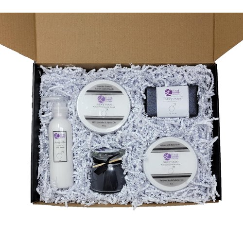 L+ 5-Piece Scented Handmade Gift Set W/Soap Candle Lotion Foaming Bath WIP Foaming Bath Salts (Sexy Man)