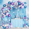 167Pcs Frozenn Balloons Arch Garland Kit, Froozen Birthday Party Decorations Supplies Fringe Curtain Blue Purple Snowflake Balloon for Winter Wonderland Christmas Princess Girl Decor
