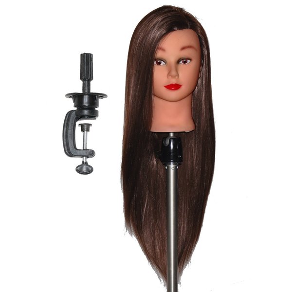 HairZtar 30" - 32 " Synthetic Fiber Mannequin Head Hairdresser Training Head Manikin Cosmetology Head (MIKE+C) (MEDIUM BROWN (MIKE+C))