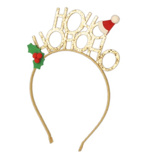 Needzo Ho Ho Ho Christmas Headband, Holiday Hair Band Accessory For Women, One Size Fits Most, 7.5 Inches