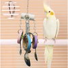 JSLZF Bird Chew Toy for Parrot Durable Conure Scoop and Colorful Cardboard Bagel Toy Cockatiel Stainless Steel Spoon Ring Toy Parrot Cage Hanging Toy for Lovebirds, Parakeet