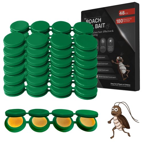 48 Pack Cockroach Gel Bait, Highly Effective Roach Killer Indoor Infestation Solution, Fast Acting Cockroach Killer Indoor Home Kitchen Use, Easy to Apply & No Mess Roach Bait Gel, Long-Lasting