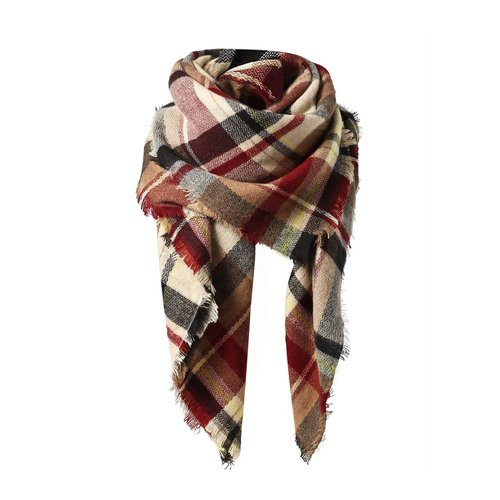 Sweet Gifts for Women - Scarves for Women Gifts Plaid Blanket Scarf Trendy Tartan Scarves Oversized Wrap Shawl Gift (One Size, A Pink Scarf)