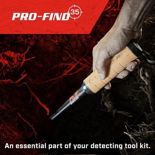 Minelab PRO-FIND 35 Waterproof Pinpointer Metal Detector for Experts with Tone ID & Adjustable Sensitivity (Built-in Flashlight, Holster & Lanyard Included)
