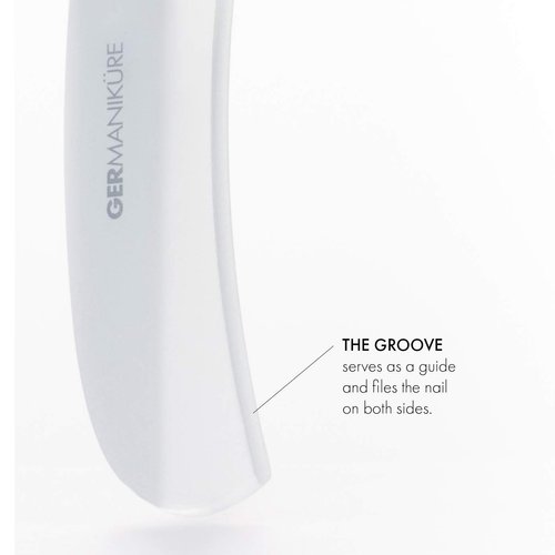 GERMANIKURE Gray Glass Moonfile in Suede Case, Ethically Made in Czech Republic, Easy Guided Nail File