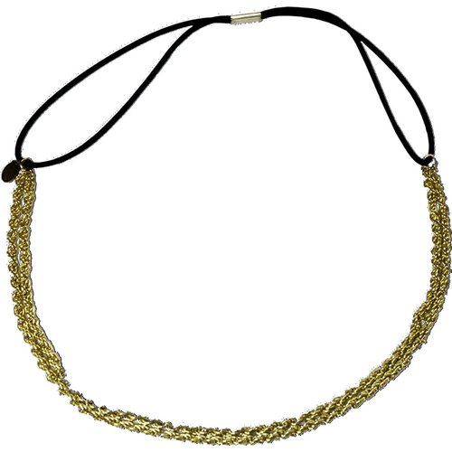 Mia Fashion Headband, Hair Accessory OR Necklace, Twisted Metal Chain + Elastic Rubber Band for Women, Teens, Girls - Gold Color
