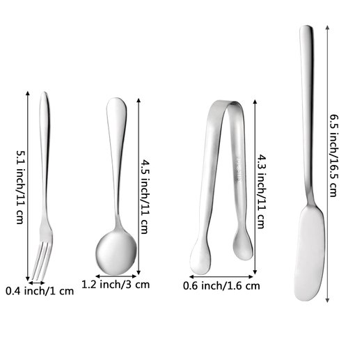 Suwimut 32 Pieces Cheese Butter Spreader Knives Set, Charcuterie Accessories Stainless Steel Cheese Spreader Knives, Mini Serving Tongs, Spoons and Forks for Butter Cheese Jam Appetizer Pastry Making