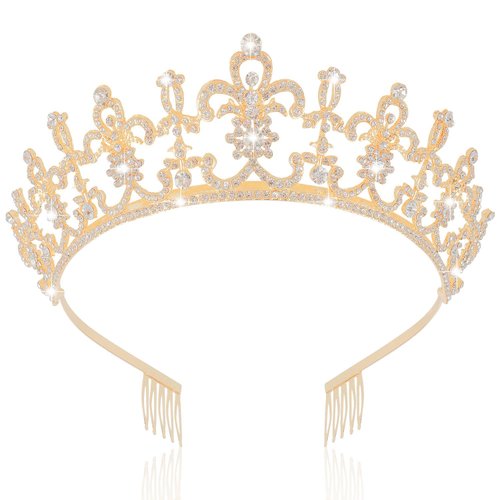 Didder Gold Crown Royal Princess Tiara Birthday Queen Halloween Prom Quinceanera Tiaras and Crowns for Women and Girls Wedding Bridal Headpiece for Brides