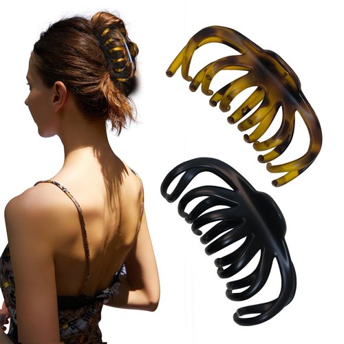 Nalodu Hair Claw Clips, 2 Pack 4.3 Inch Non-Slip Unbreakable Matte Octopus Hair Clip for Women Thin and Medium Thick Long Curly Hair