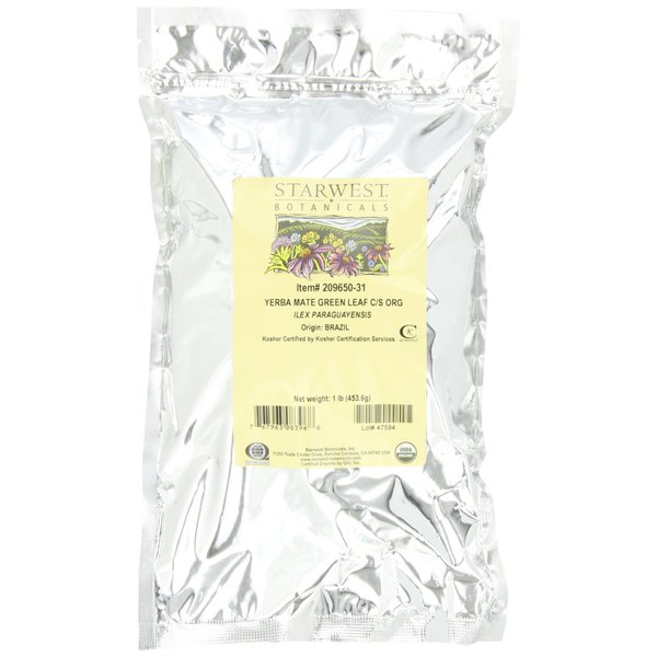 Starwest Botanicals Organic Green Yerba Mate' Leaf Cut, 1-pound Bag