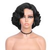Quantum Love Short Curly Bob Wigs Loose Wave Side Part Wig for Black Women Short Body Wave Bob Synthetic Wig (Black10 inches)
