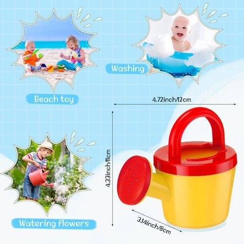 12 Pieces Watering Can for Kids Bath Toys Plastic Small Watering Can with Handles Small Watering Pot Play Sand Toys for Childrens Garden Home Outdoor Sand Beach Playing (Basic Style)