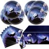 Wolf Birthday Party Tableware Set,20 Plates and 20 Napkins and Tablecloth 86 '' x 51 '', Wolf Animal Party Decorate Supplies