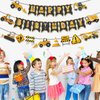 Stcomart Pre-Strung Construction Happy Birthday Banner for Construction Birthday Party Spplies, 6ft Orange Letters for Kid Boy and Girl Construction Party Decorations