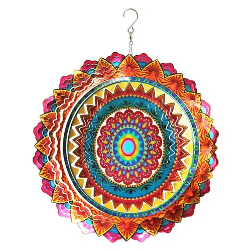 FONMY Stainless Steel Wind Spinner Worth Gift Indoor Outdoor Garden Decoration Crafts Ornaments 12 inch Multi Color Mandala Wind Spinners