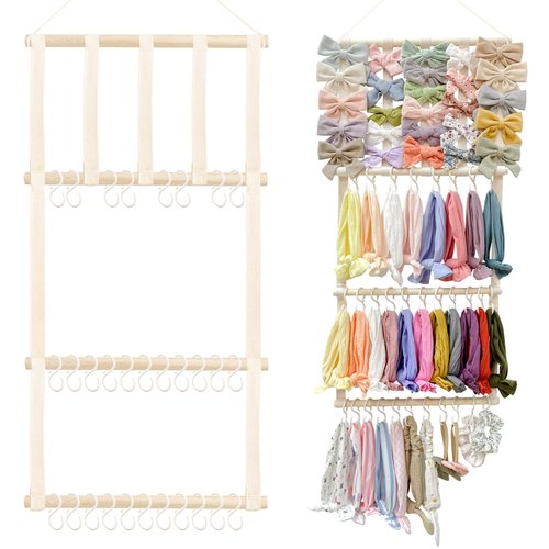 POVETIRE Headband Holder Hair Bows Organizer for Girls, Baby Headbands Hair Accessories Organizer Storage Wall Hanging Decor for Toddler Girls Room