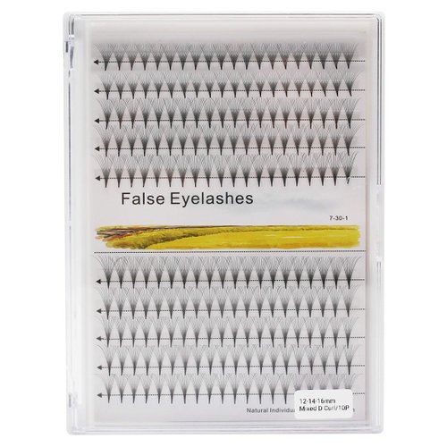 Dedila -200Pcs Grafting Mixed 8-10-12-14mm/10-12-14-16mm/12-13-15-16mm /12-14-16mm/14-15-16mm Individual False Eyelashes Long Stem Cluster Natural Long Premade Fans Volume Eye Lashes (12-14-16mm)