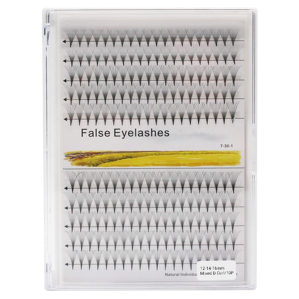 Dedila -200Pcs Grafting Mixed 8-10-12-14mm/10-12-14-16mm/12-13-15-16mm /12-14-16mm/14-15-16mm Individual False Eyelashes Long Stem Cluster Natural Long Premade Fans Volume Eye Lashes (12-14-16mm)