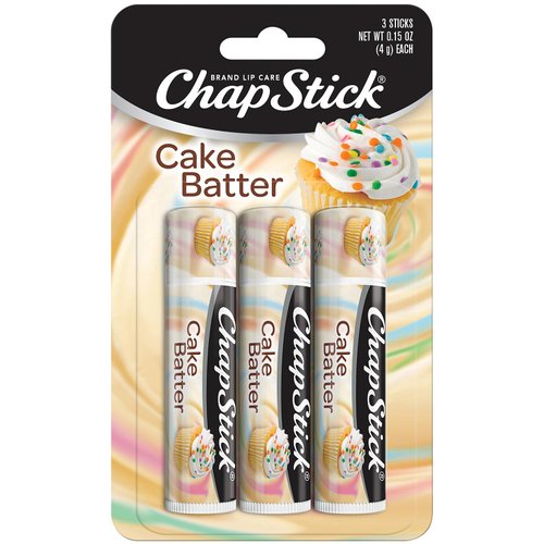 ChapStick Bulk Lip Balm, Cake Batter 3-Pack – Sweet & Delicious Lip Moisturizer, Birthday Gifts, Stocking Stuffers, 0.15