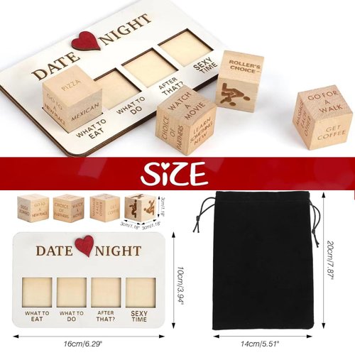 Yckeogln Date Night Dice After Dark Edition,Wooden Board Game for Couple,Decision Dice, for Him & Her,Funny Wedding Gifts, Valentine's Day Anniversary Couple Games Gifts