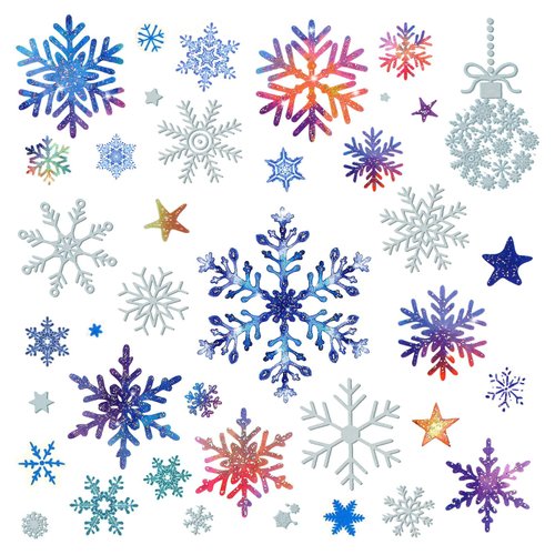 18 Sheets/1900pcs Snowflakes Temporary Tattoos, Winter Blue White Frozen Glitter Tattoo for Body Face Kids Women Christmas Party Decorations Supplies- Small Style
