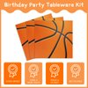 XIENBLOC 96Pcs Basketball Plates Napkins Basketball Birthday Party Supplies Basketball Paper Disposable Tableware Set Forks Sport Birthday Party Dinnerware Kits Serve 24 Guests