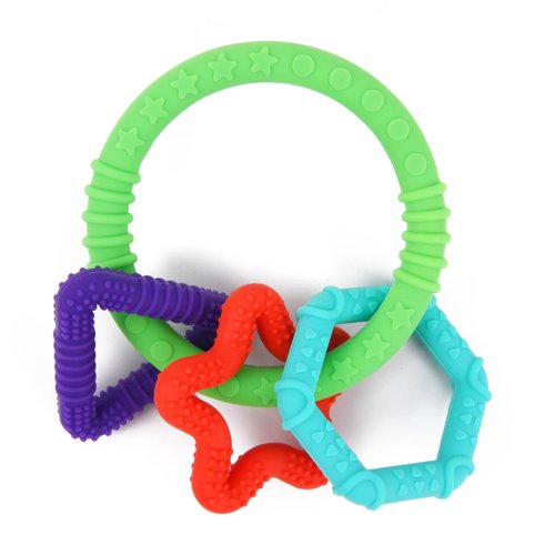 Baby Teething Toys,Silicone Bracelet Teether,Soft Teething Ring with 3 Teethers,Food-Grade Baby Chew Toy Massage Gums,Great Gifts for Babies