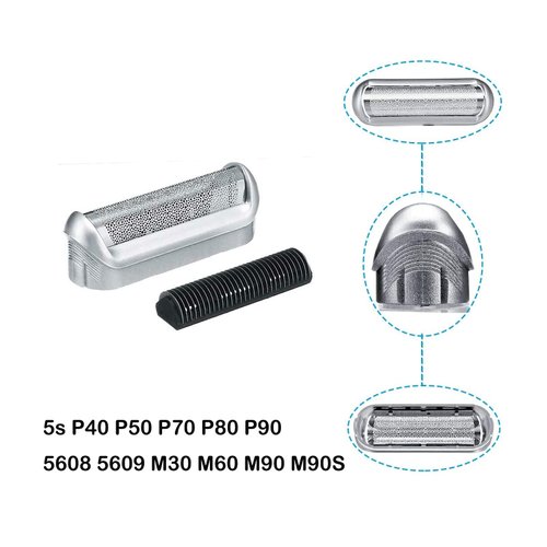 Electric Shaver Replacement Head for Braun Series 5, Electric Shaver Replacement Heads,5s Razor Replacement Foil & Cutter for Compatible with Braun M90 M60 P40 P50 P60 P70 P80 555 575 370-5S