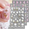 3Sheets 5D Jelly Crystal Flower Nail Stickers for Nail Art,Embossed Relief Nail Design Butterflies Flower Nail Decals Spring Summer Colorful Floral Petals Butterfly Nail Art Stickers Nail Accessories