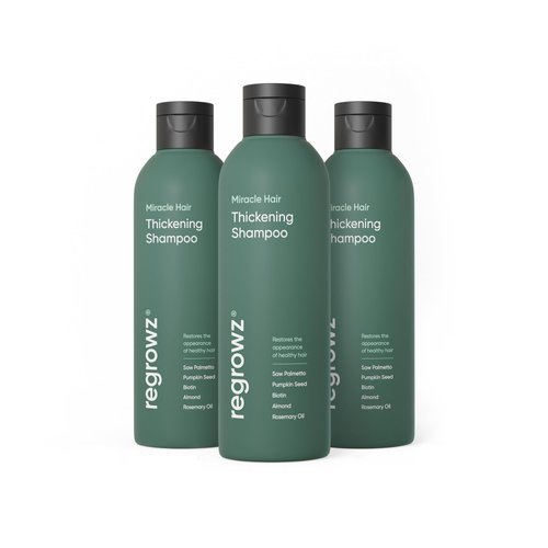 Regrowz Hair Thickening Shampoo for Natural Hair Growth - 7.9oz - Pack of 3 - Hair Growth Treatment for Men & Women for Thinning & Dry - DHT Blocker - Infused with Biotin, Saw Palmetto & Rosemary Oil