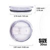 2 Replacement Lids for Stainless Steel Tumbler Travel Cup - Fits OF Inner diameter 3.7 to 3.74 INCH Yeti Rambler and others (Transparent) (30 OZ)