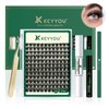 DIY Lash Extension Kit KEYYOU 144pcs Lash Clusters Eyelash Extension Kit with Mascara Brush Bond and Seal Lash Glue Remover Lash Applicators Lash Brush Clean Pad for DIY Lash Extensions (Y02 Kit)