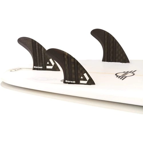 DORSAL Surfboard Fins Thruster 3 Set FCS Compatible Black Medium Carbon Fiber with Honeycomb Hexcore