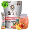 Salud 2-in-1 Energy Drink Powder + Focus, Peach Lemonade, Organic Caffeine, B6 + B12, Theanine, Clean Energy Drink Packets, Agua Fresca Mix, Non-GMO, Gluten Free, Vegan, 1g of Sugar, (15 Servings)