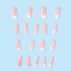 24Pcs Valentine's Day Fake Nails French Tip Press on Nails Long Square False Nails Butterfly Bow Tie Charms Design Acrylic Glue on Nails Flower Pearl Rhinestone Artificial Nail for Women Manicure Tips