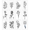 Womaha 12 Sheets Black and White Flower Temporary Tattoos for Women and Girls Fake Tattoo Stickers