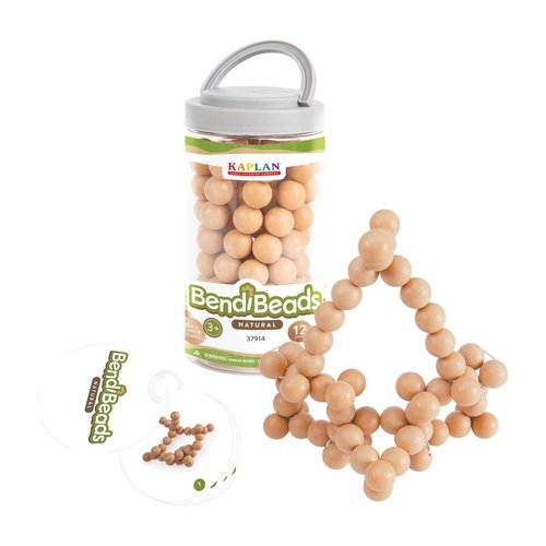 Kaplan Early Learning BendiBeads - Natural - Set of 12 - Twistable, Connectable, Stretchable 3D Building Kit - Fine Motor Development Toy for Toddlers and Kids