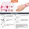 96 PCS Pink Preppy Bachelorette Princess Temporary Tattoos Theme Birthday Party Decorations Supplies Favors Decor Cute Girl Pastel Face Tattoo Stickers Gifts for Kids Girls Boys School Prizes Carnival