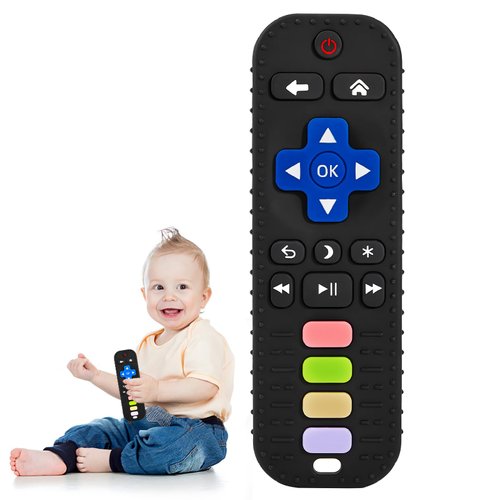 Avkast Teething Toys for Baby 3 6 12 18 Months, TV Remote Control Shaped Baby Teether Toys, Baby Chew Toys, Food Grade Silicone Teething Toys for Infants, BPA Free, for Baby Gum Relief