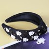 Gmmidea Halloween Ghost Headbands for Women Girls Cute Spooky Beaded Crystal Rhinestone Knotted Headband Ghost Costume Hair Accessories Halloween Holiday Cosplay Party Favors