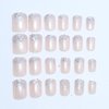 SINSEN 24Pcs Square Press on Nails Short Fake Nails Glossy Full Cover Glitter Designs False Nails French Acrylic Nails Cute Finger Manicure Decorations Artificial Nails for Women Girls